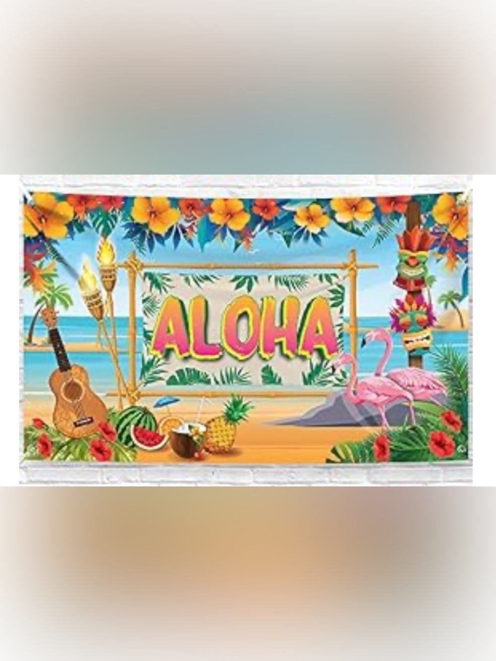 NWT Aloha Summer Wall Poster Tropical Flamingo Banner Luau Party Backdrop